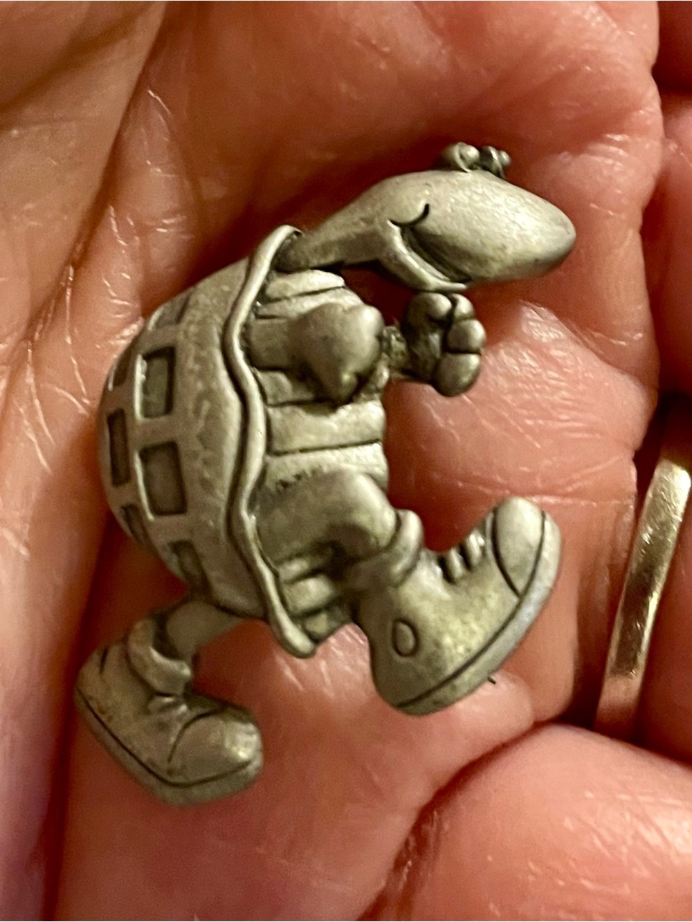 Silver Tone Walking Turtle Brooch - Playful Turtle Pin